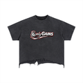 ONLY GAINS Vintage Wash Boxy Distressed Hem T-Shirt