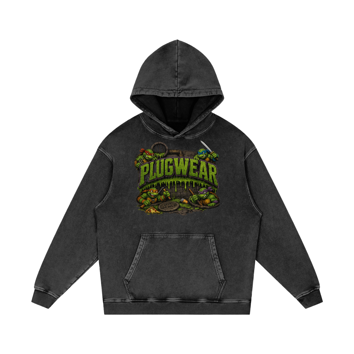 PWNT Snow Washed Loose Cotton Hoodie