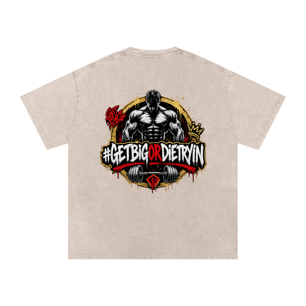 GETBIG Snow Washed Oversized Cotton T-Shirt