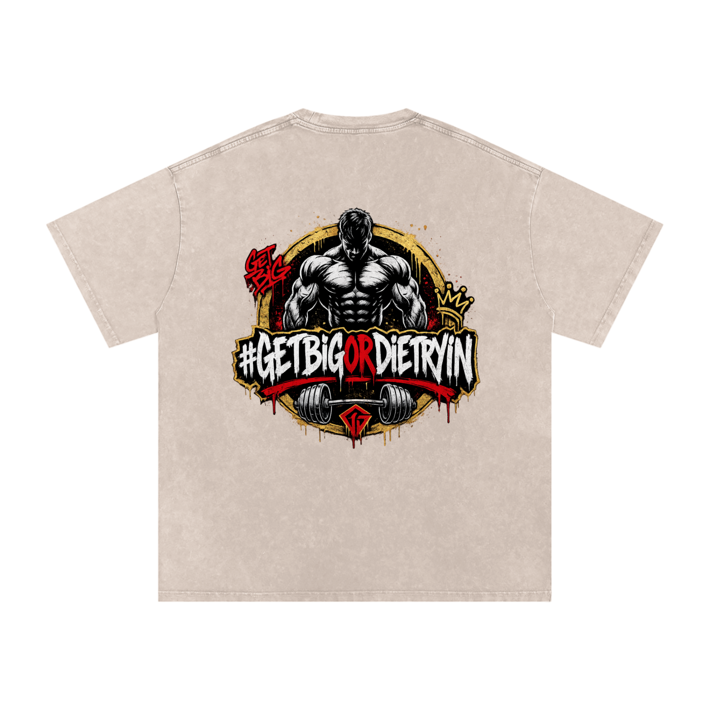 GETBIG Snow Washed Oversized Cotton T-Shirt