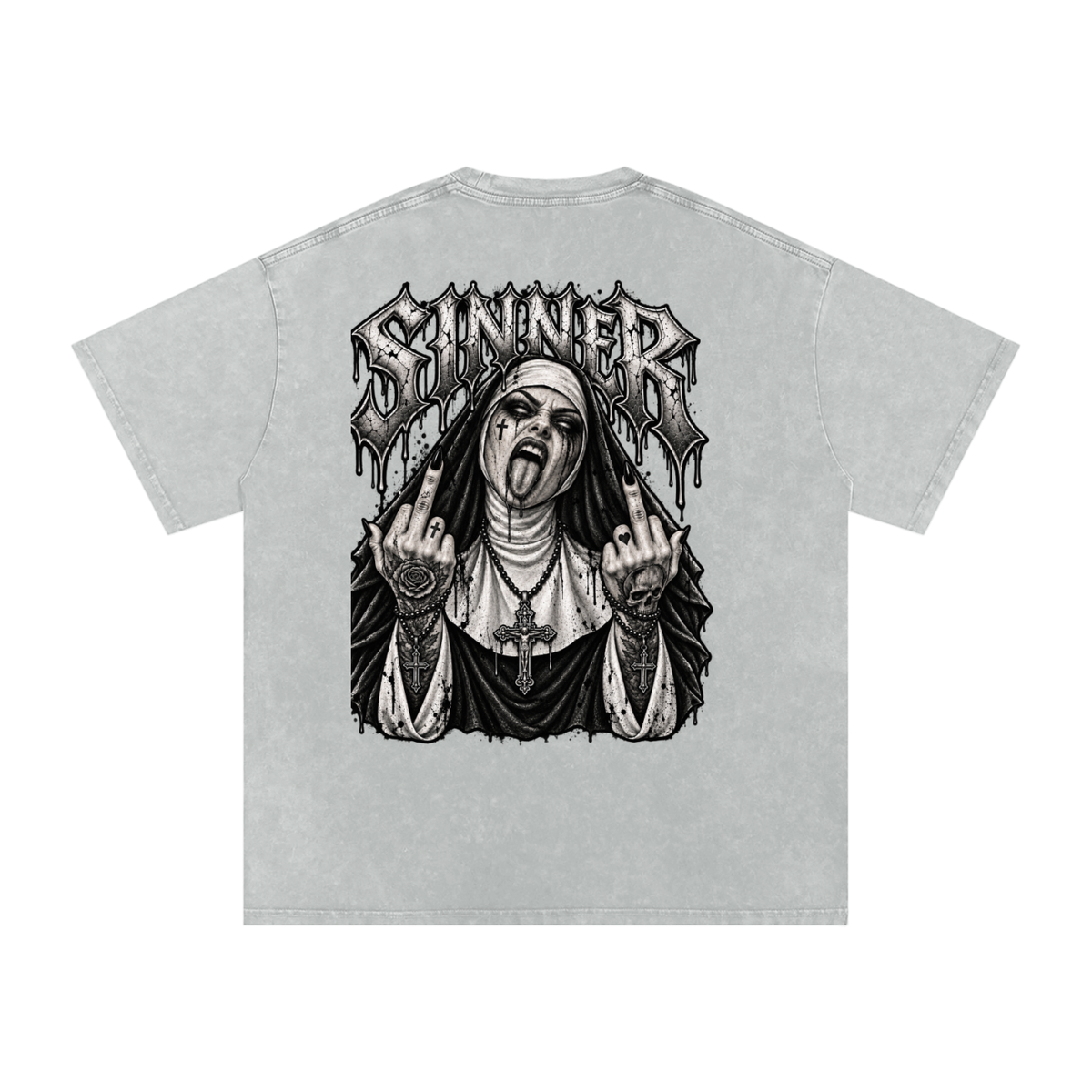 SINNER Snow Washed Oversized Cotton T-Shirt