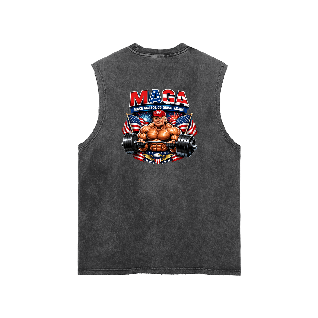 MAGA Snow Washed Frayed Hem Tank Top