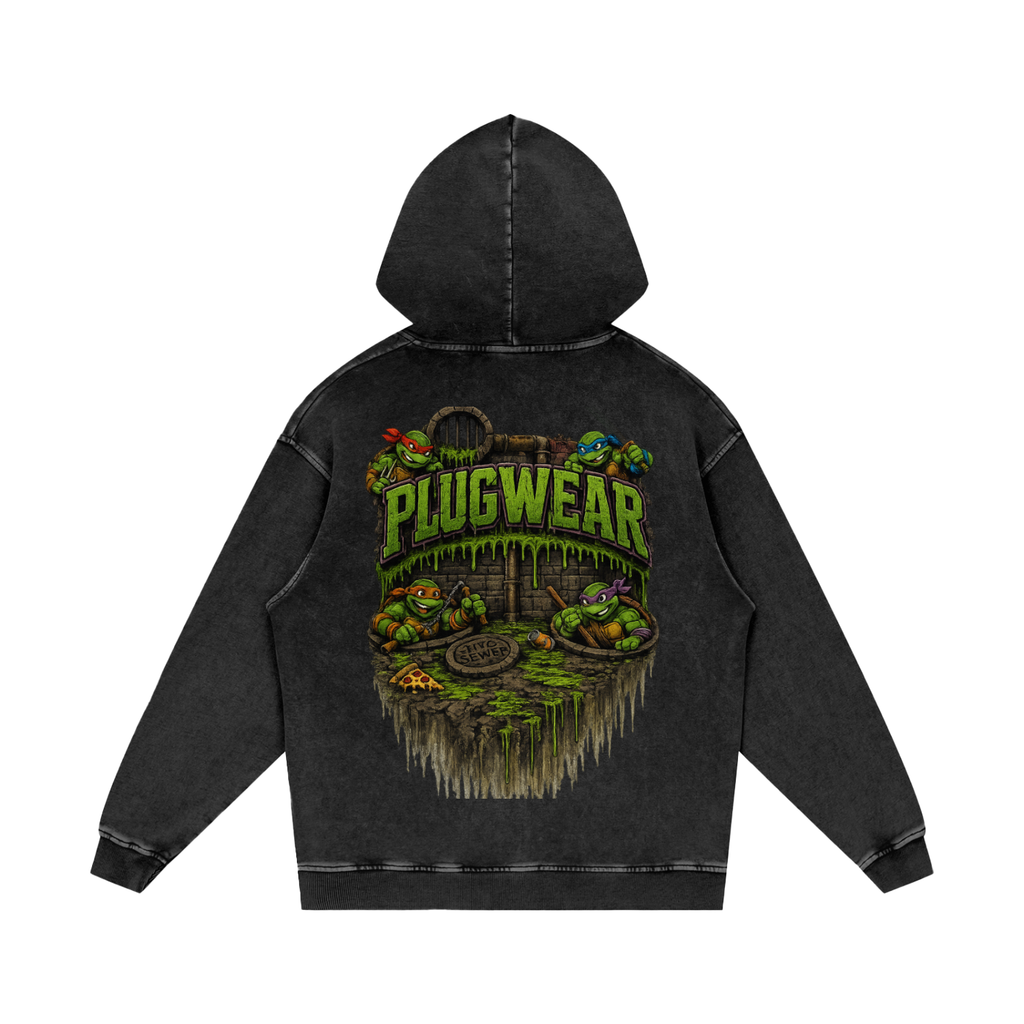 PWNT Snow Washed Loose Cotton Hoodie