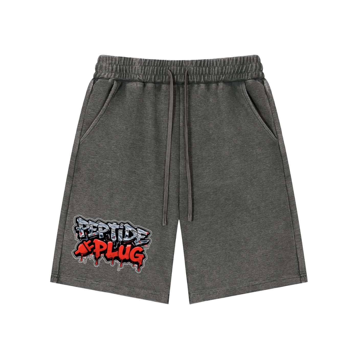 PEPTIDE PLUG Mineral Wash Waffle Knit Shorts