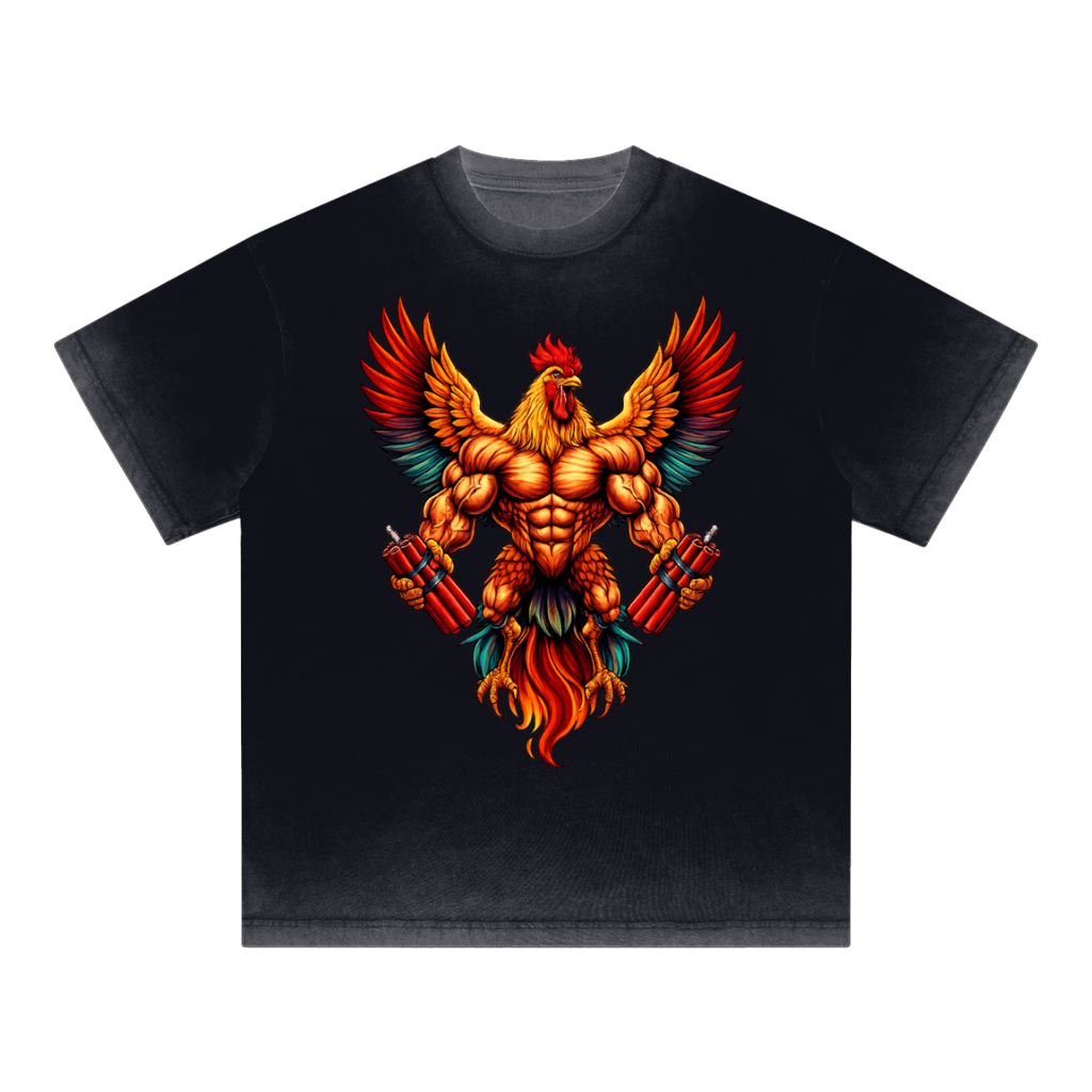 JACKED ROOSTER Reverse Dyed Loose Cotton T-Shirt