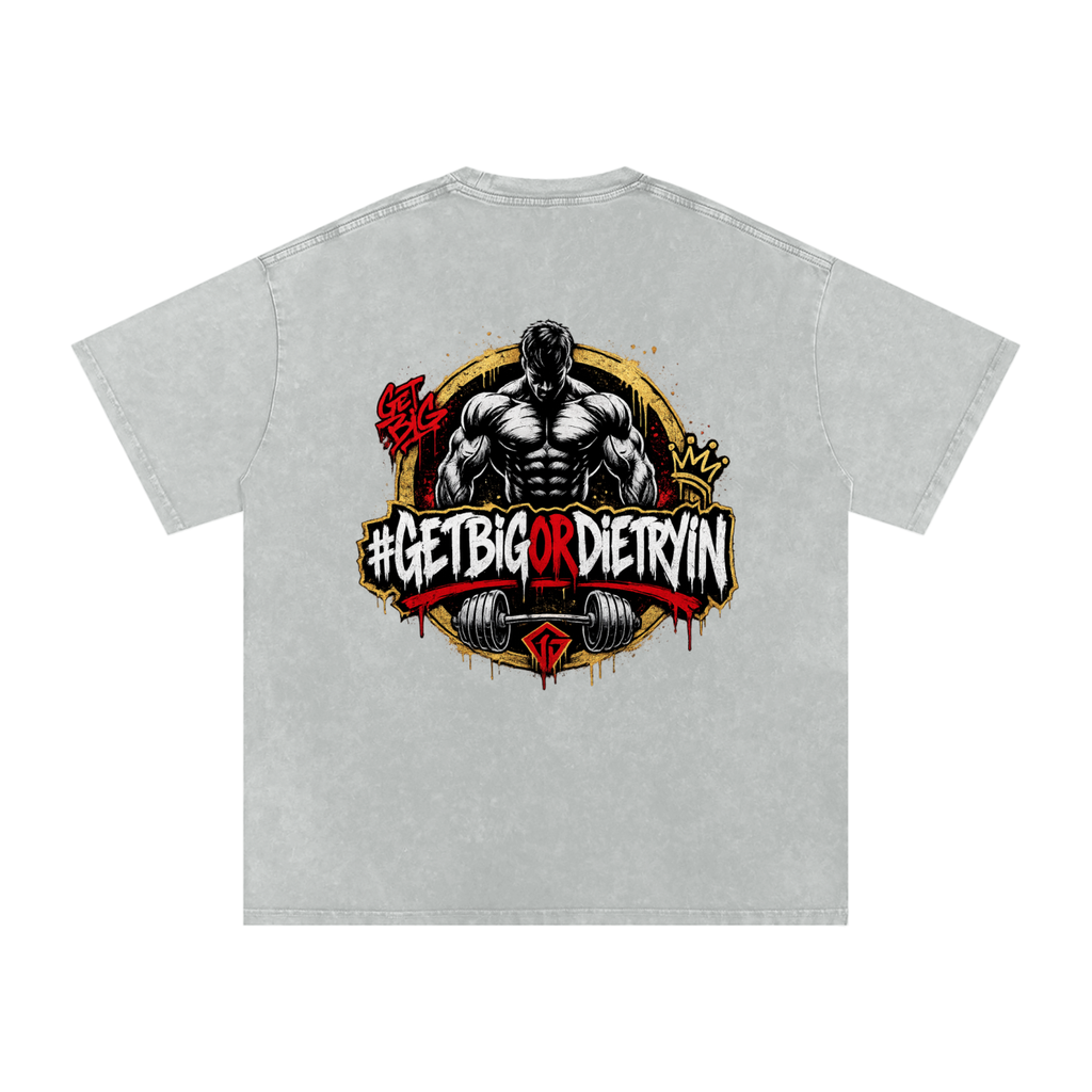 GETBIG Snow Washed Oversized Cotton T-Shirt