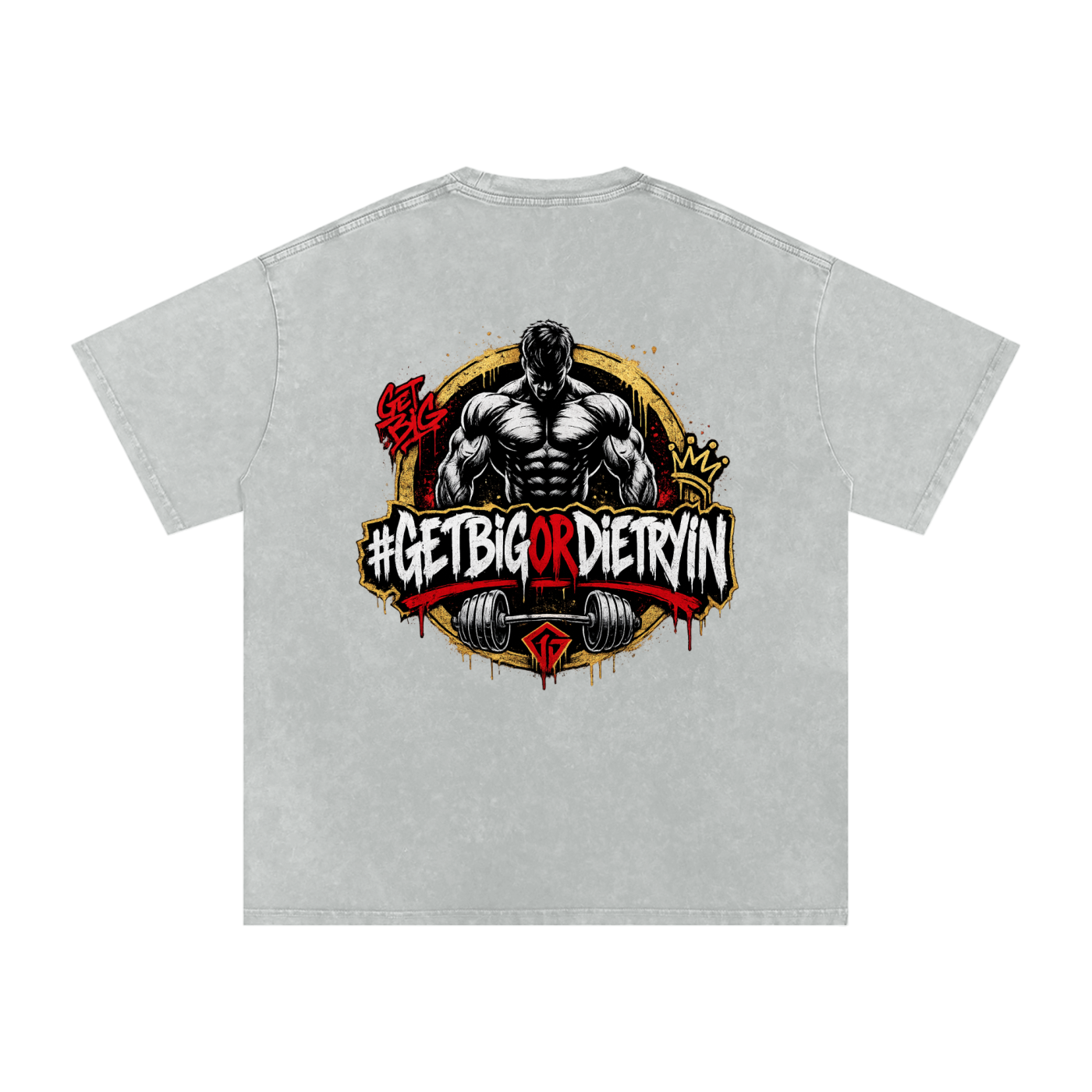 GETBIG Snow Washed Oversized Cotton T-Shirt