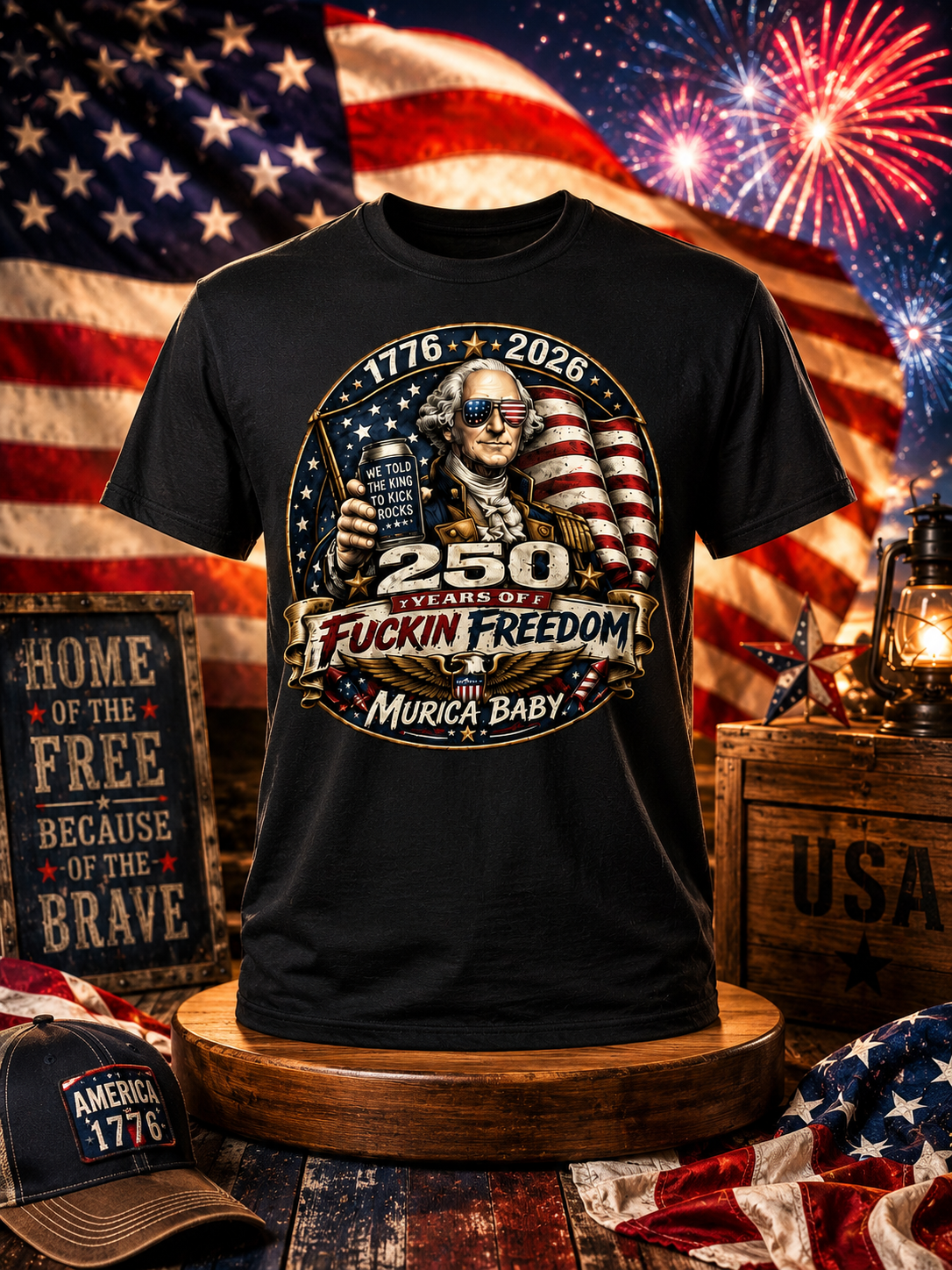 Merica  Drop Shoulder Cotton T-Shirt