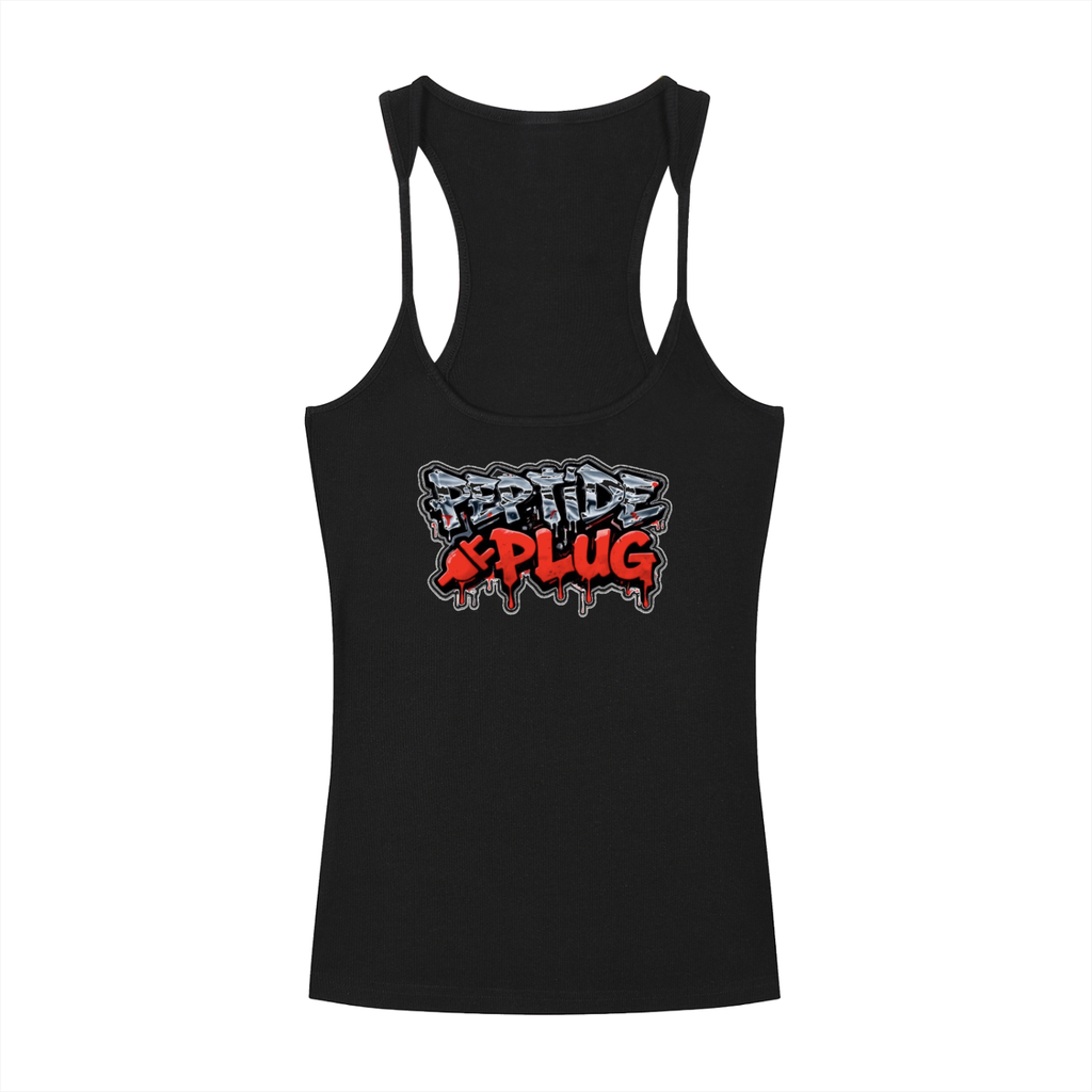 PEPTIDE PLUG Slim Fit Ribbed Racerback Tank Top