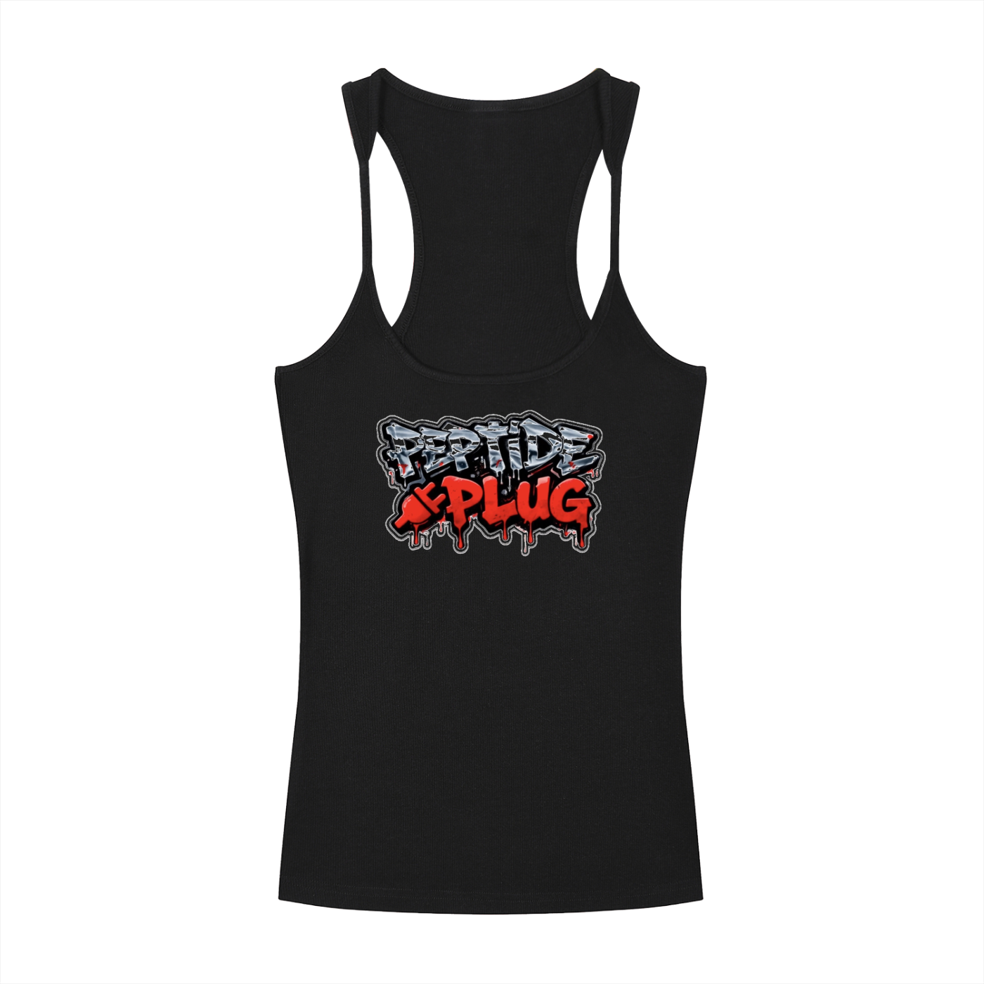 PEPTIDE PLUG Slim Fit Ribbed Racerback Tank Top