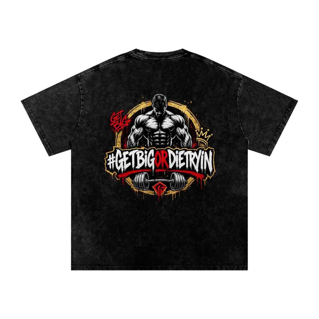 GETBIG Snow Washed Oversized Cotton T-Shirt