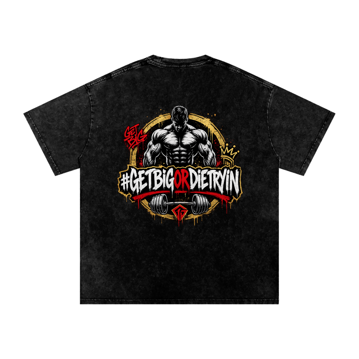 GETBIG Snow Washed Oversized Cotton T-Shirt